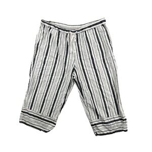 Casacabana Womens XXL Striped Linen Capri Pants Navy White Coastal Beachy Vaca